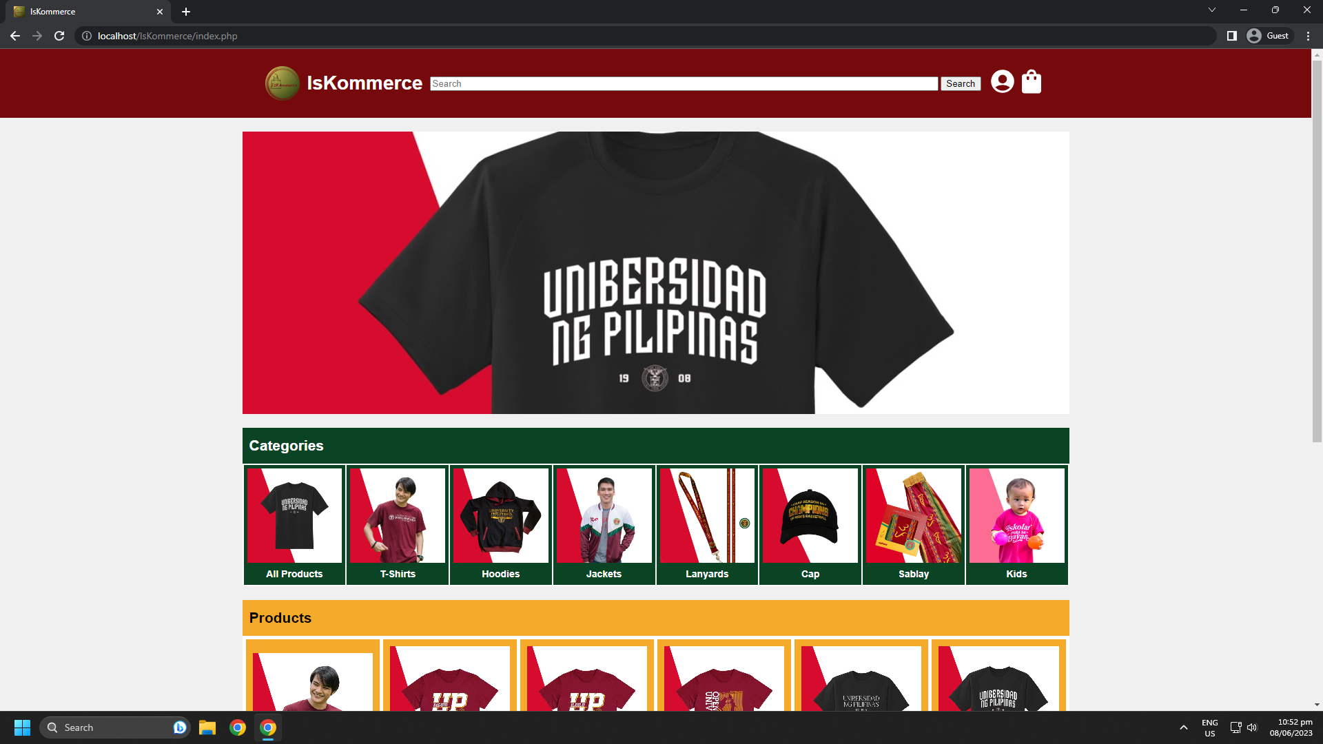 IsKommerce e-commerce homepage